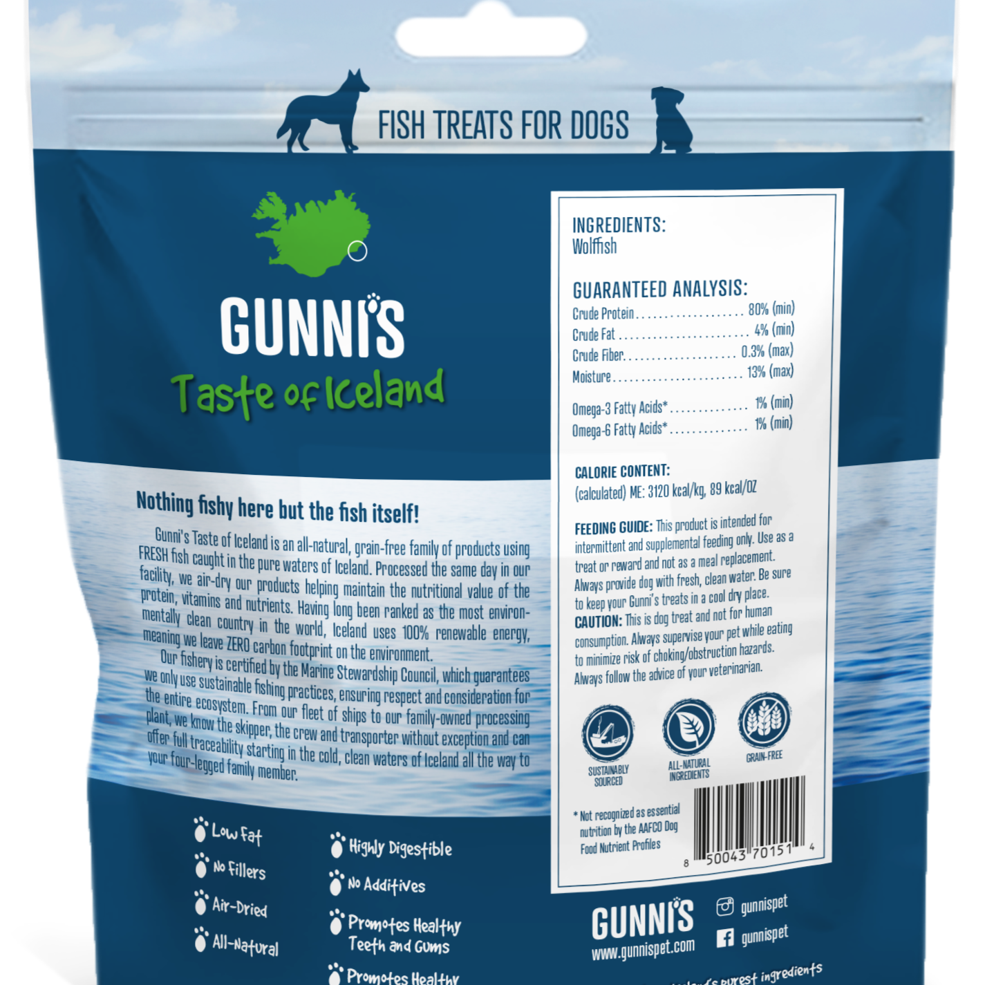 Gunni's Wolffish Wafers Dog Treats 85g