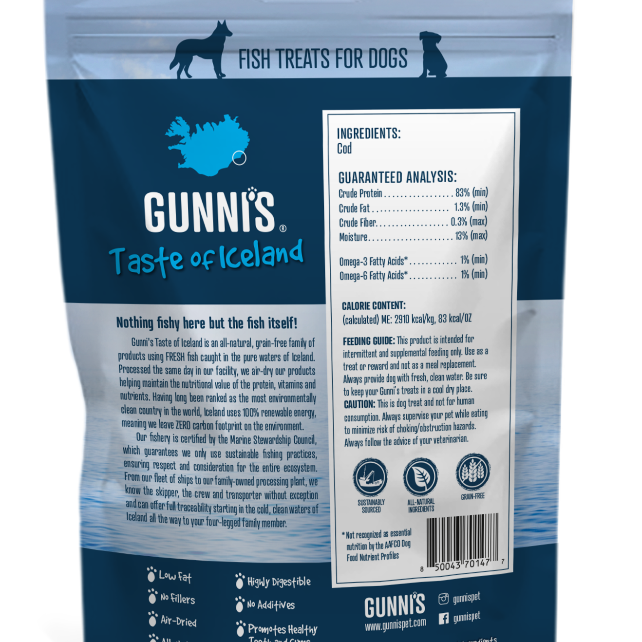 Gunni''s Cod Wafers Dog Treats 85g