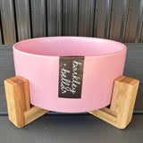 Zen Ceramic Single Stand & Bowl 850ml Pink