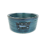 Barkley & Bella Ceramic Bowl Woof Glazed Blue