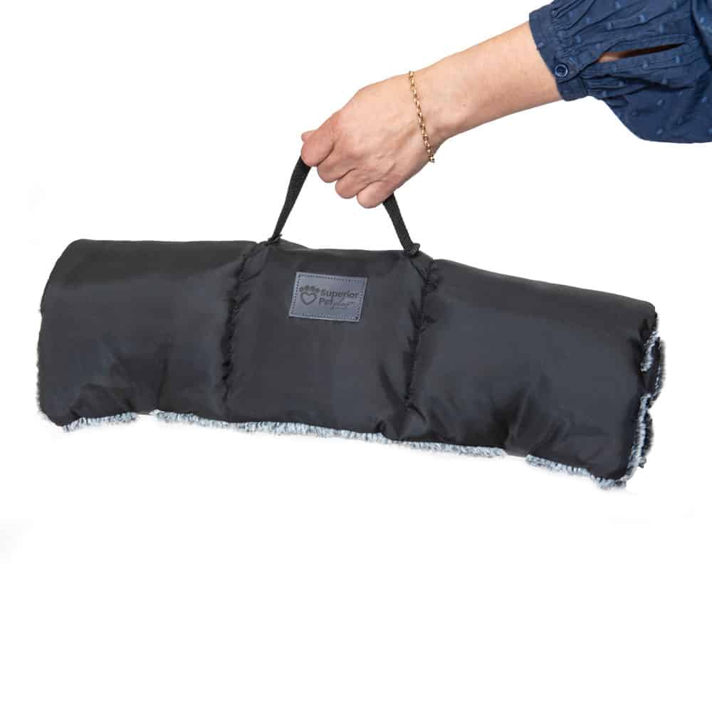 Superior Roll-Up Pet Travel Mat Artic Faux Fur