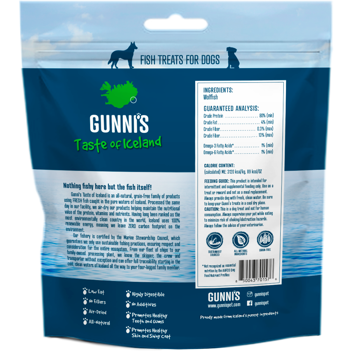 Gunni's Wolffish Baby Bites Dog Treats 71g