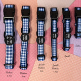 Navy Gingham Canvas & Neoprene Dog Collar